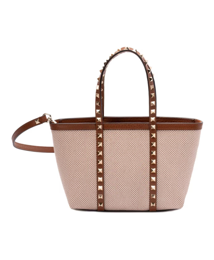 Brown Leather Shoulder Bag with Studs