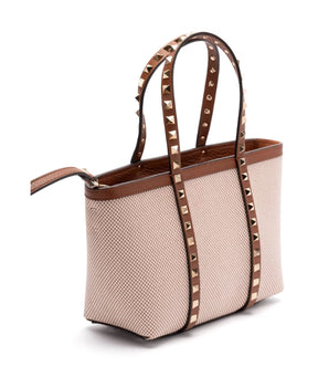 Brown Leather Shoulder Bag with Studs