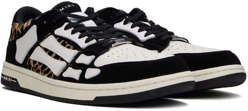 AMIRI Black & White Leopard Skel-Top Low Sneakers