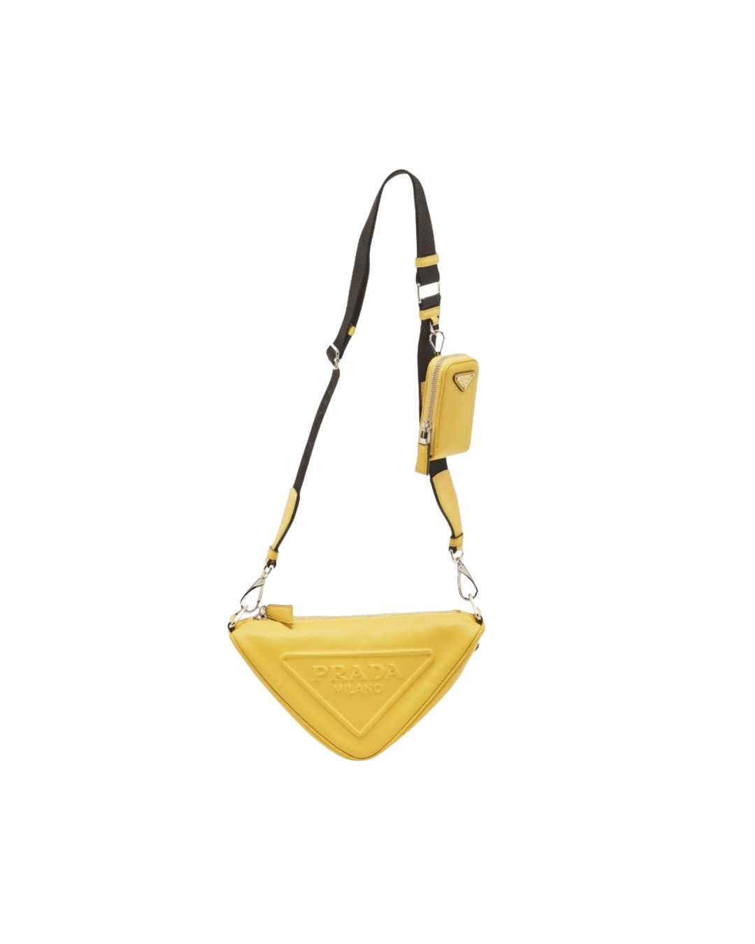 Prada Yellow/Black Leather Triangle Shoulder Bag