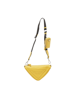 Prada Yellow/Black Leather Triangle Shoulder Bag