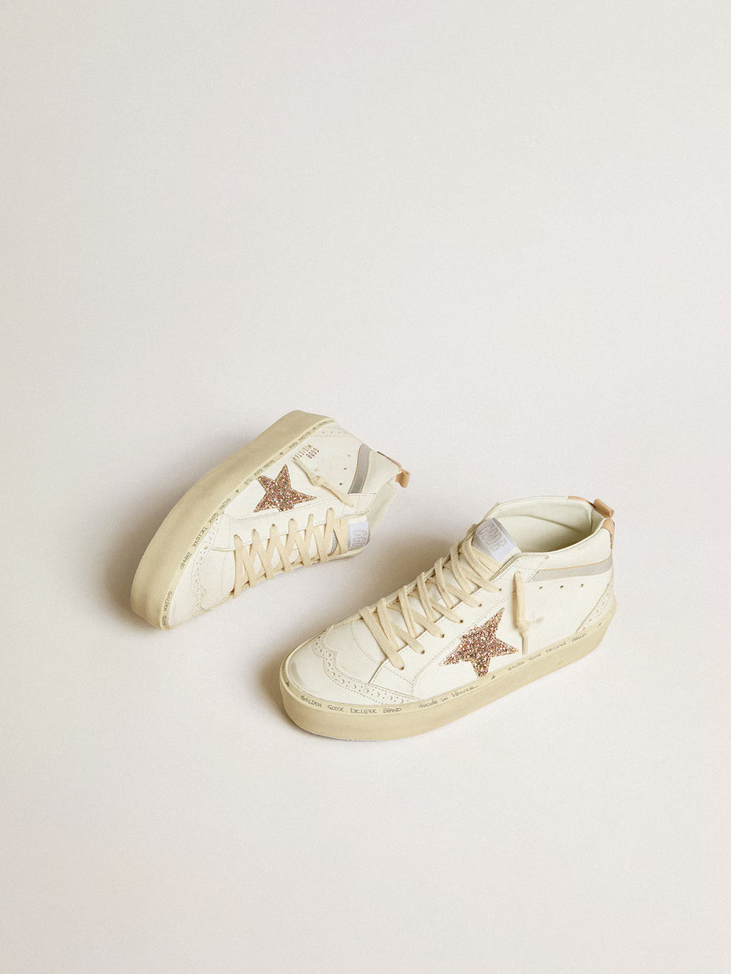Mid Star with glitter star and metallic silver leather flash