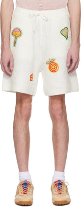 White Motif Crochet Shorts