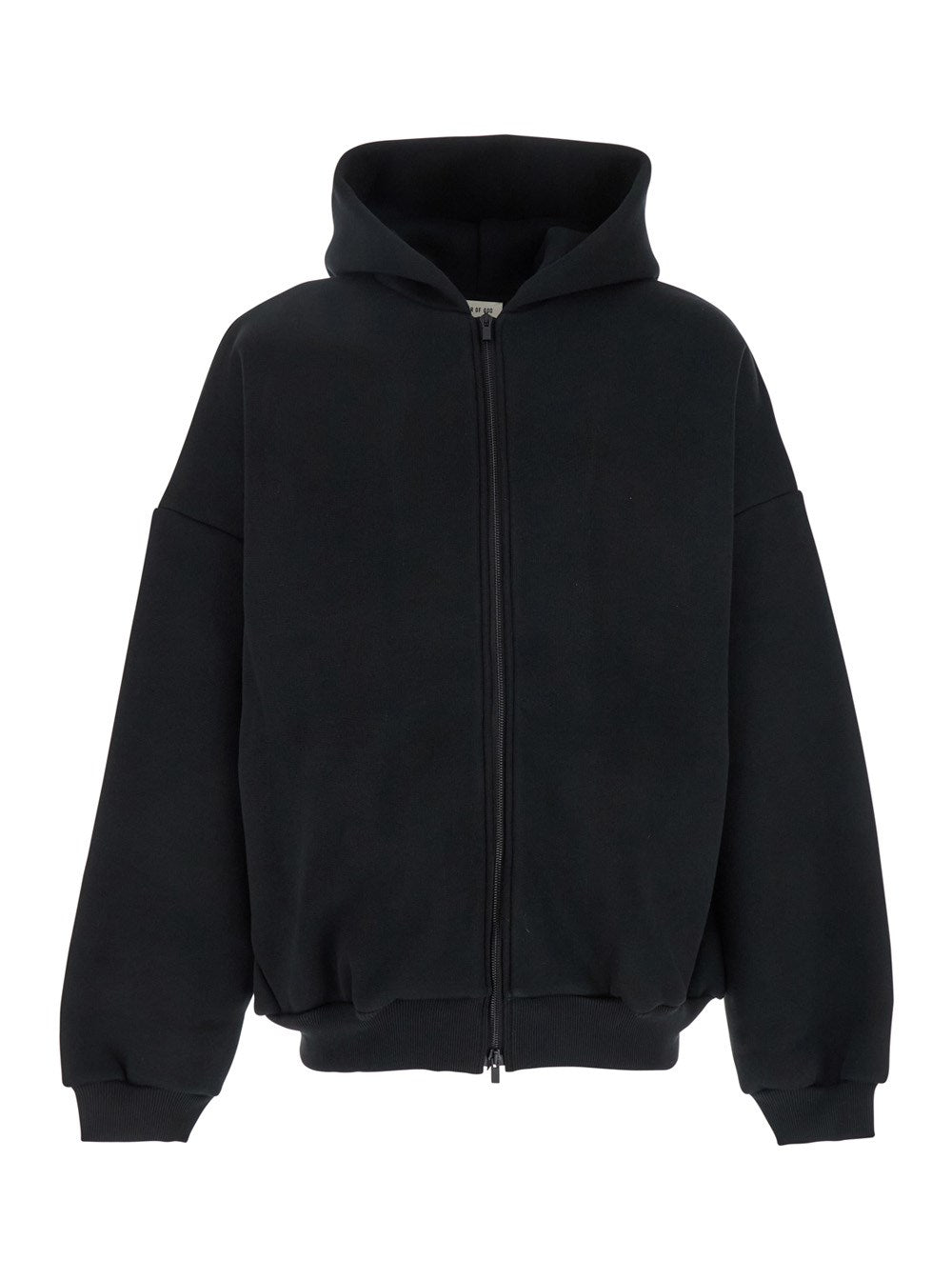 Fear of god Black Hoodie with Zip Closure and Eternal Writing on the Back in Cotton Blend Man