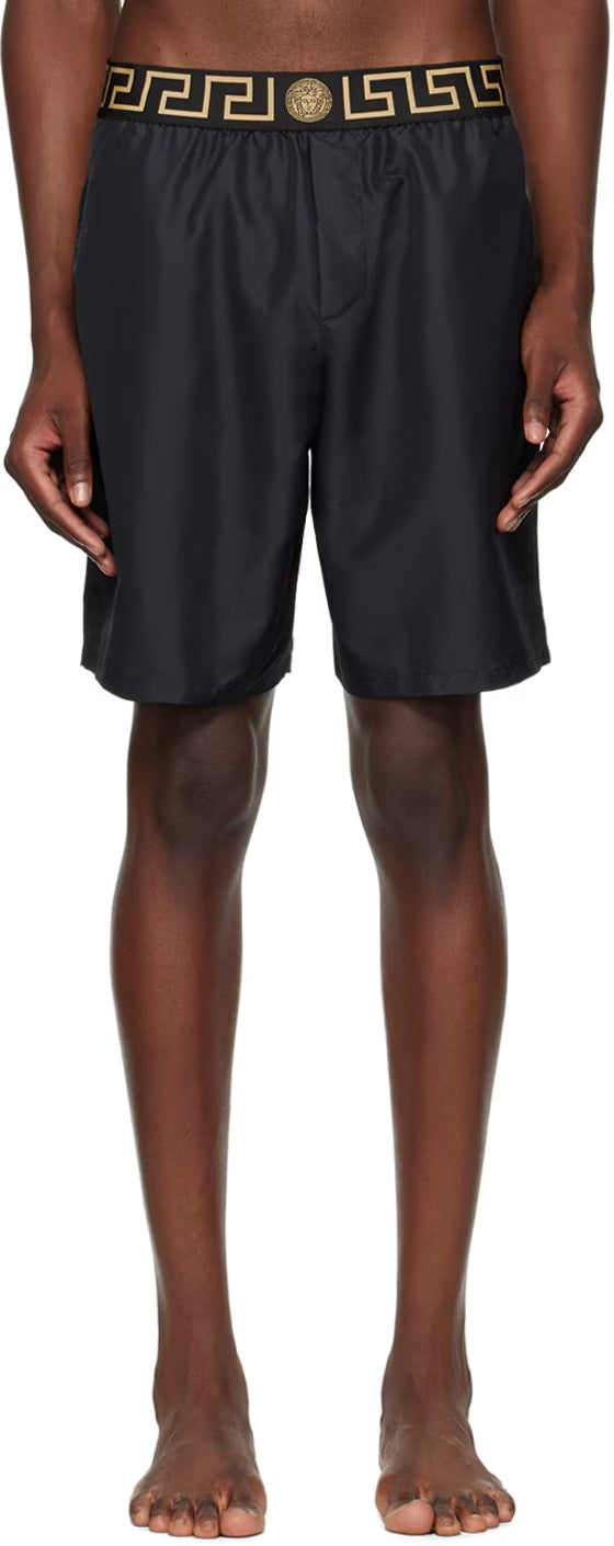 Versace Underwear Black Greca Border Swim Shorts