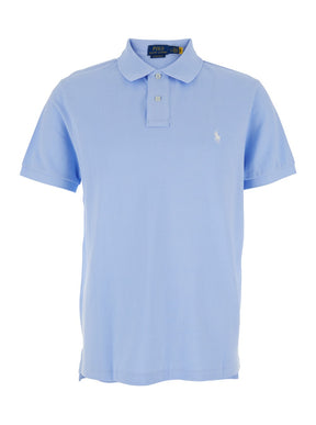 Polo ralph lauren "Regular Fit" Light Blue Polo Shirt with Classic Collar and Pony Embroidery on the Front in Cotton Piquet Man