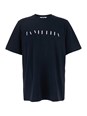 Msgm Blue Crewneck T-Shirt with Print on the Front in Cotton Man
