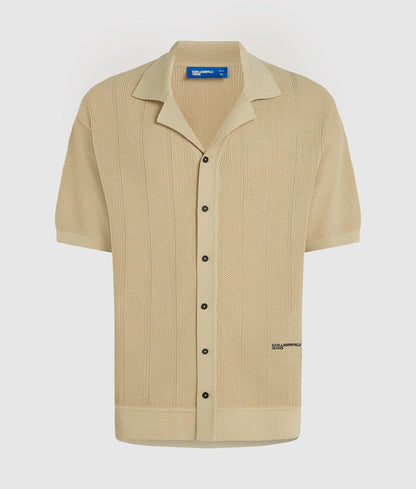 Short-sleeved knit polo shirt