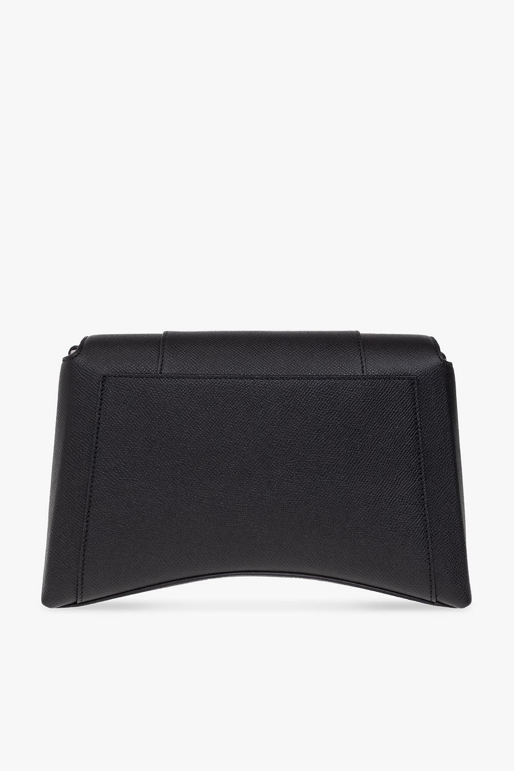 Luxury Black Leather Clutch Bag with Metal B Lock Design
