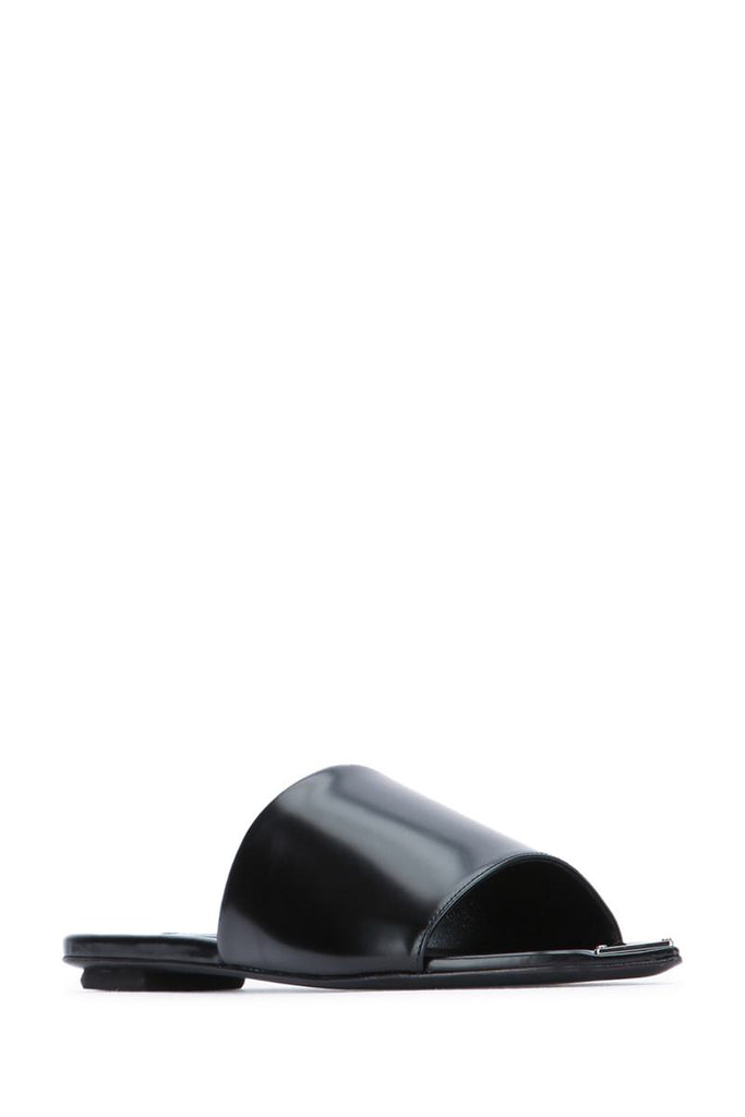 Prada Black Leather Slide Sandals