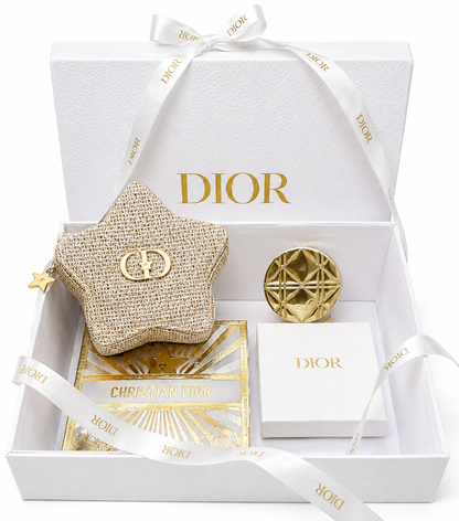 New Dior Beauty Vip Gift Set Star Gold Zip Pouch + Mirror W/Gift Box Limited