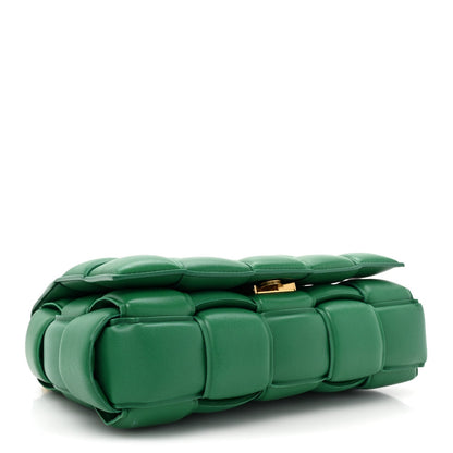 Lambskin Maxi Intreccio Padded Chain Cassette Crossbody Bag Racing Green