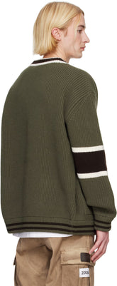 Dolce&Gabbana Khaki Wool Fisherman's Rib-Knit Cardigan