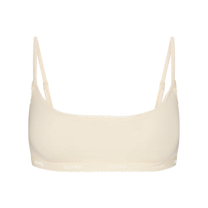 Lightweight Cotton Logo Picot Scoop Bralette