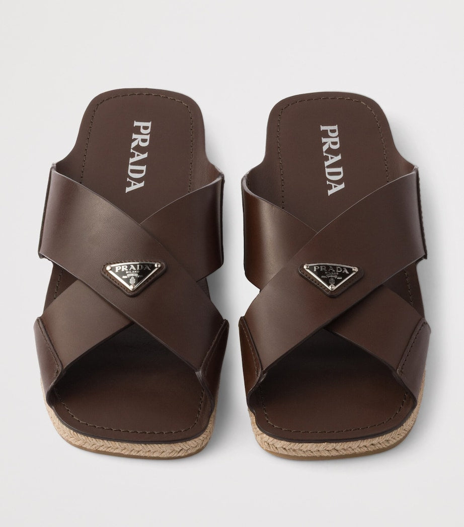 Prada Leather Crisscross Sandals