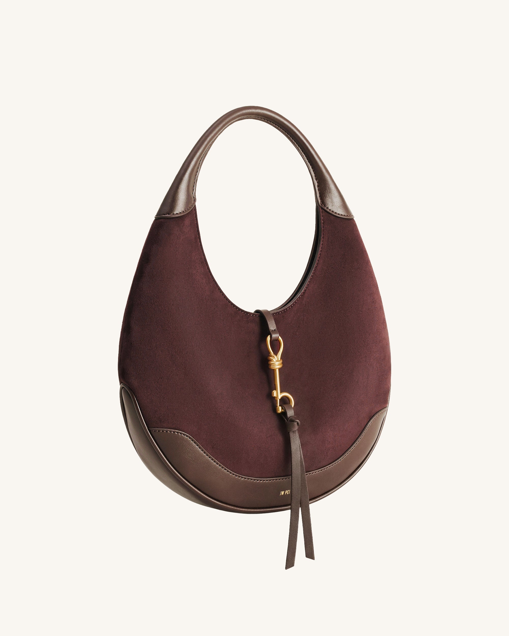 Colette Faux Suede Crescent Hobo Bag - Deep Claret