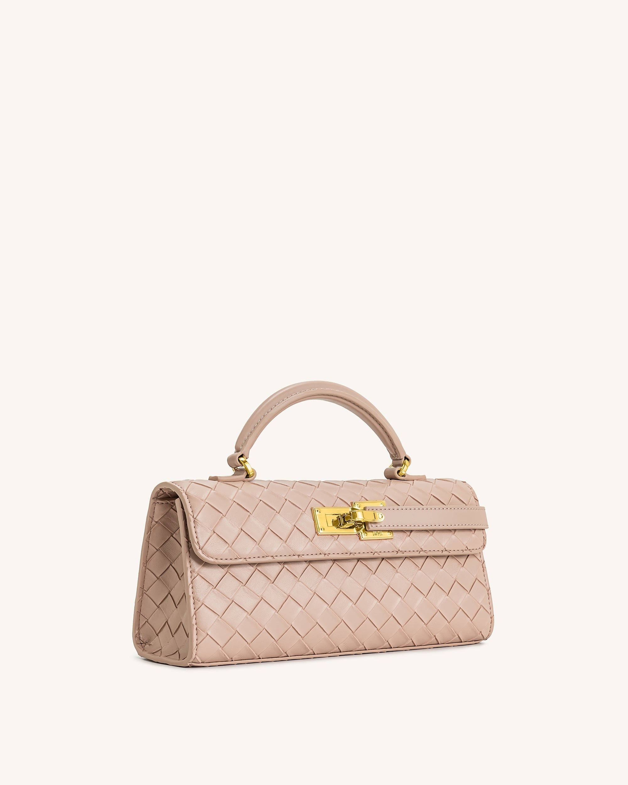 Keyla Weave Texture Top Handle Bag - White