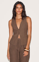Deep Chocolate Textured Waistcoat