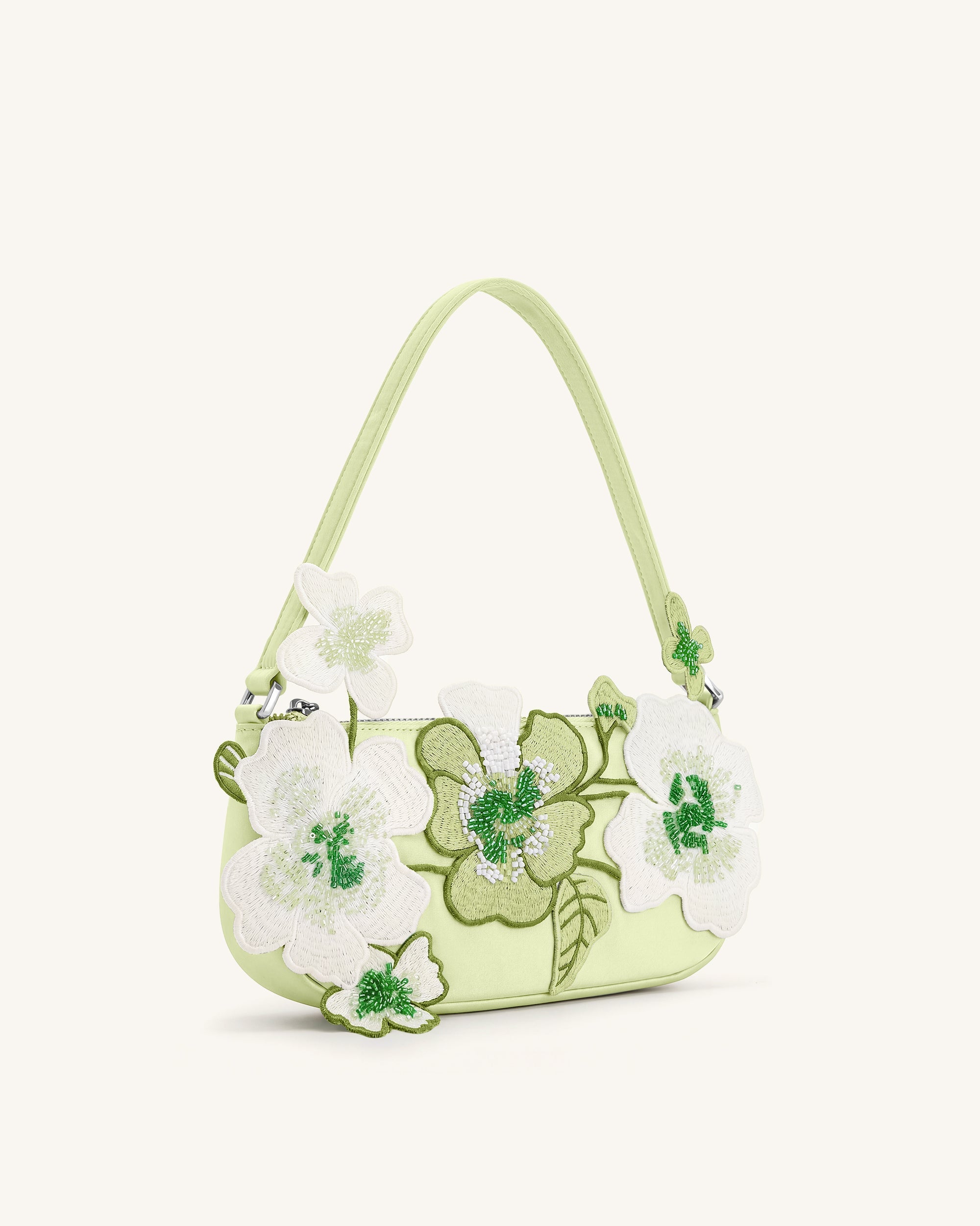 Leona Bead Embellished Shoulder Bag - Light Green