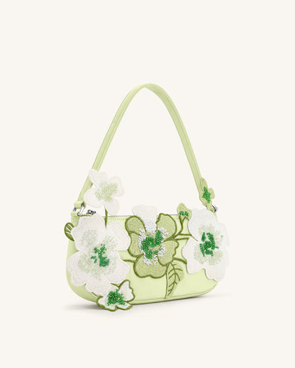 Leona Bead Embellished Shoulder Bag - Light Green