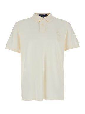 Polo ralph lauren "Custom Slim Fit" White Polo Shirt with Large Pony Detail on the Front in Cotton Piquet Man