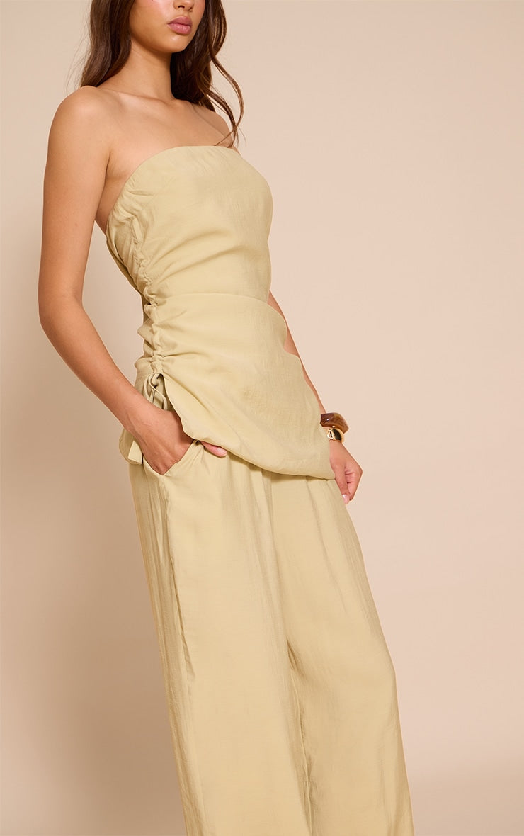 Sage Khaki Woven Straight Leg Trouser