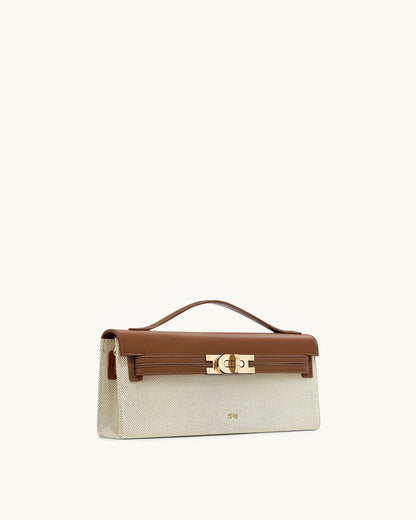 Bria Structured Top Handle Bag - Brown Canvas