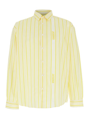 Jacquemus 'La Chemise Simon' Yellow Shirt with Classic Collar and All-Over Striped Motif in Cotton Man