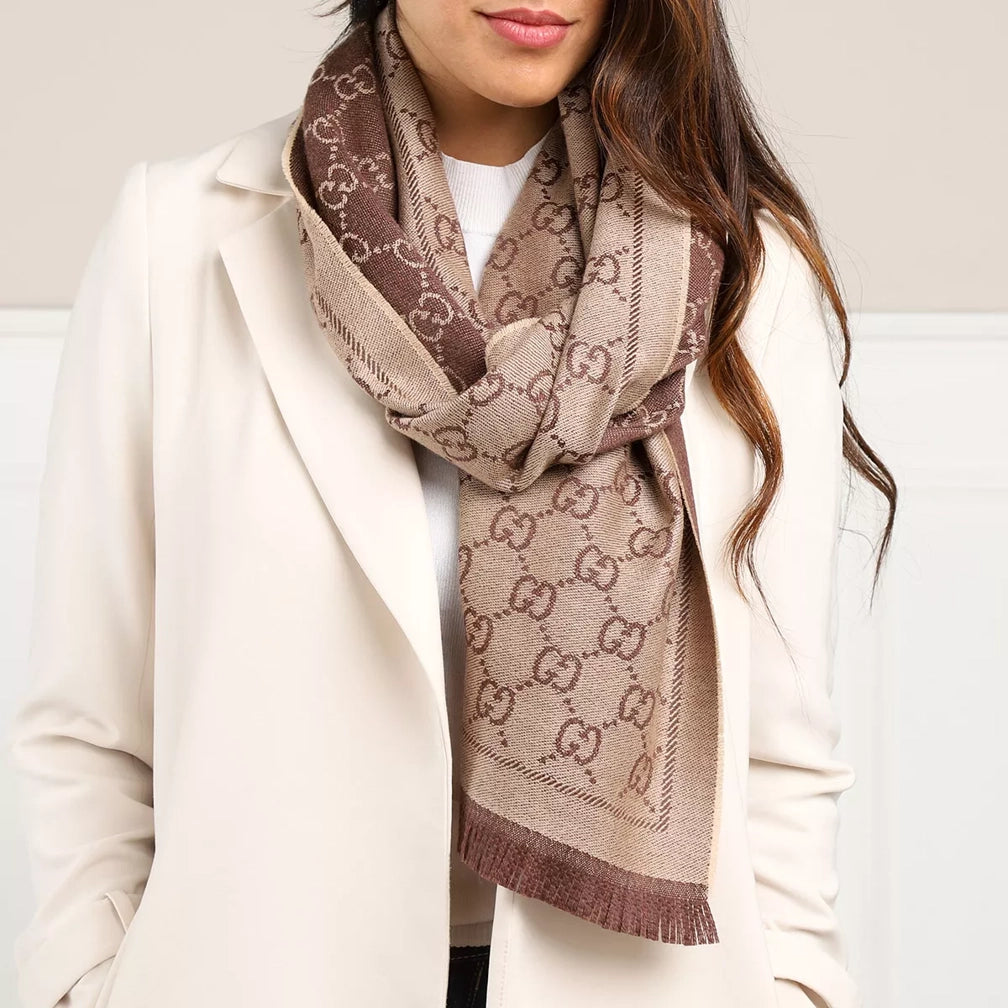 GUCCI Scarf Sten Beige Ebony