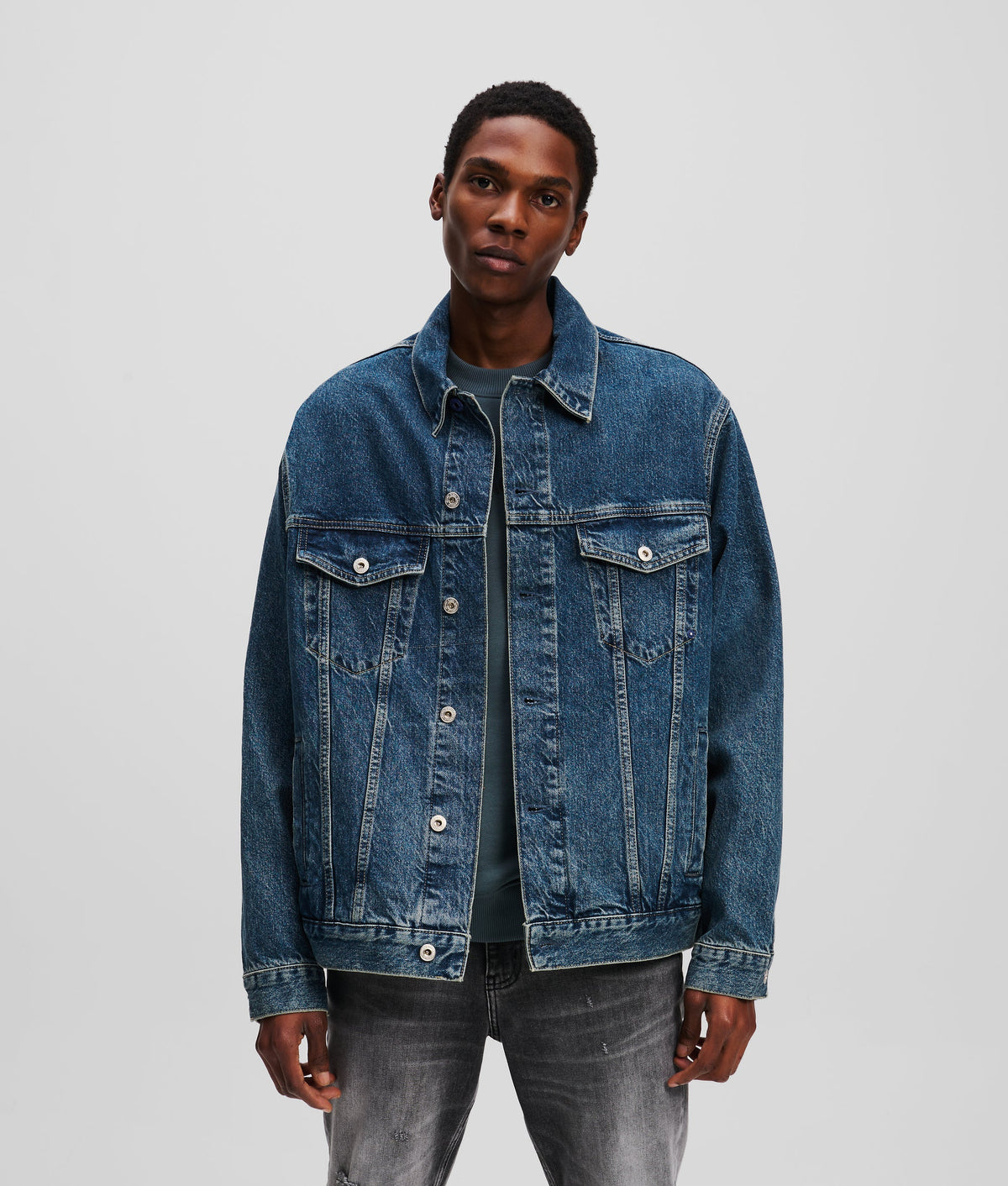 RELAXED-FIT MONOGRAM DENIM JACKET
