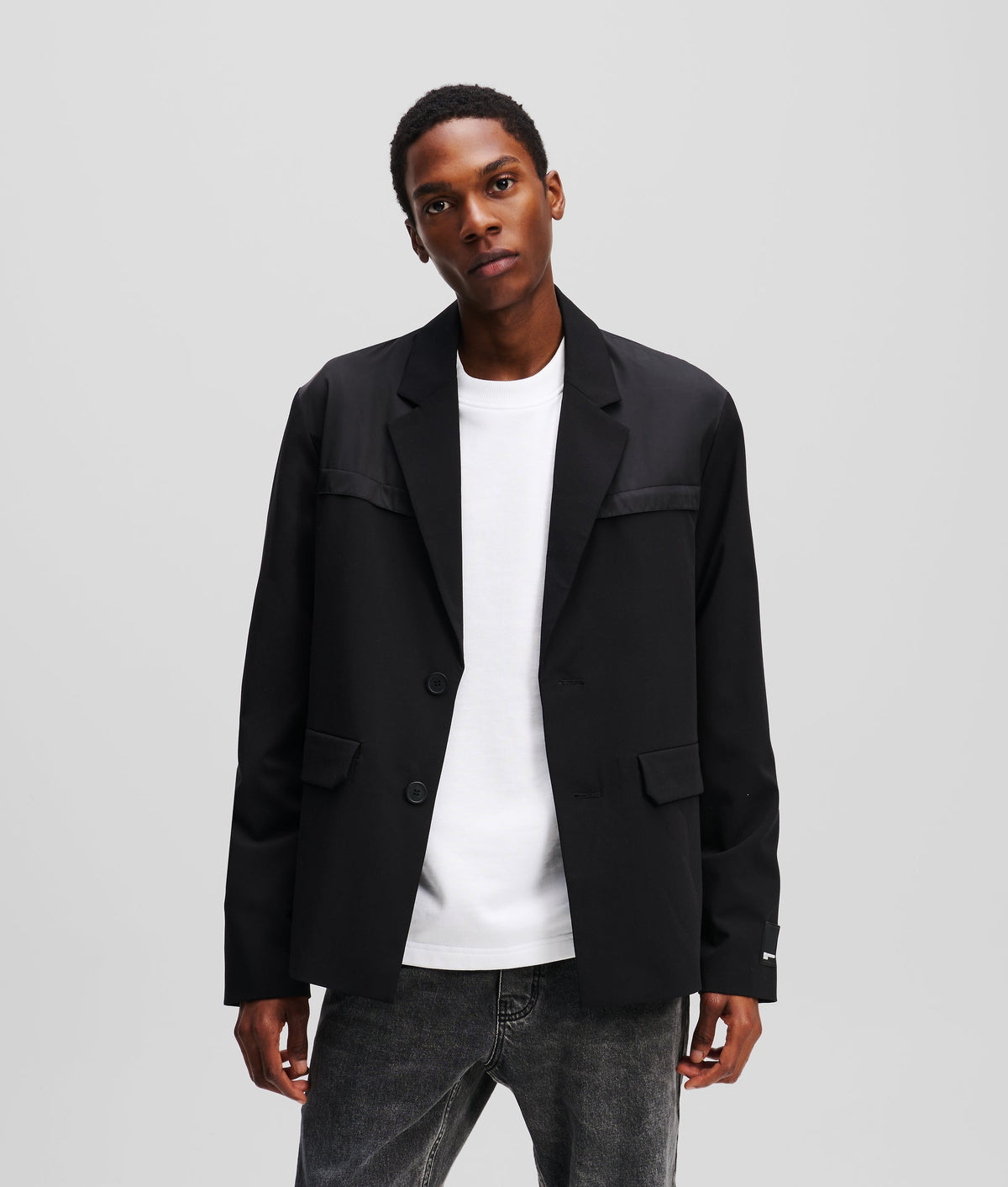 MIXED-MATERIAL BLAZER