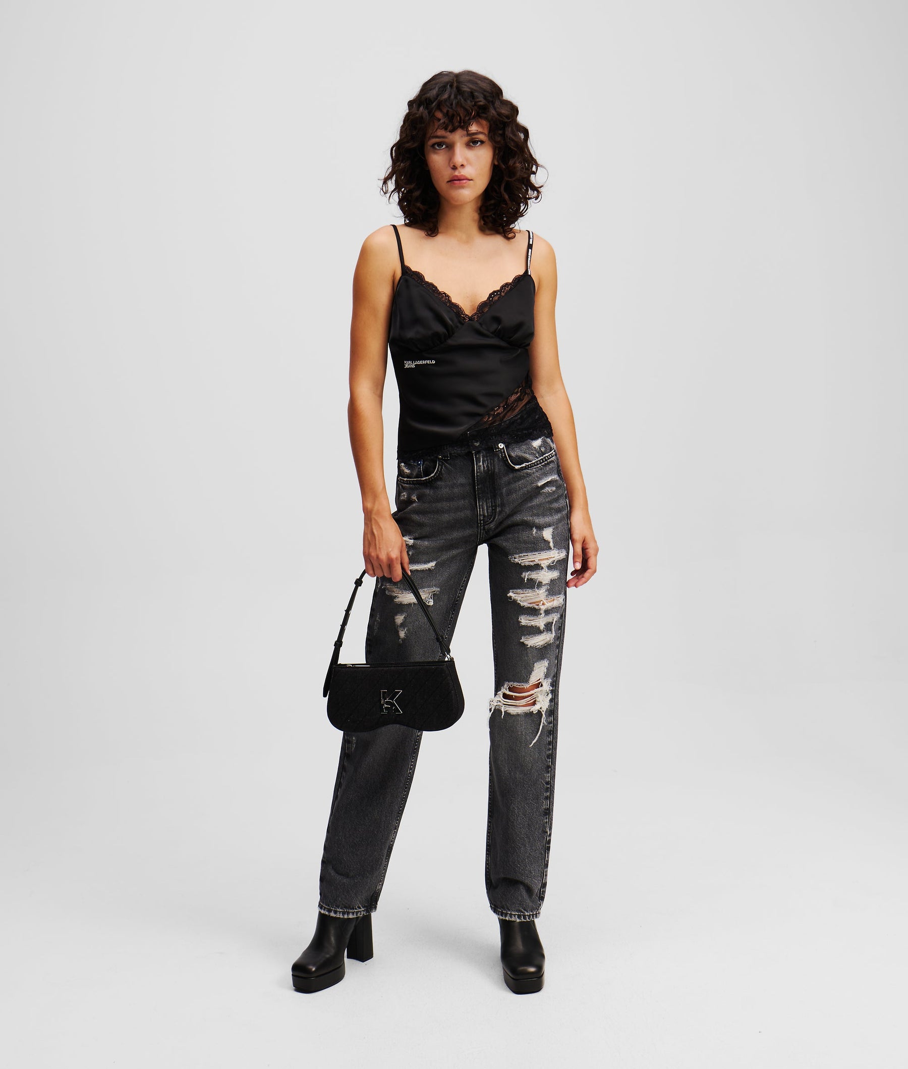 DISTRESSED HIGH-RISE STRAIGHT JEANS