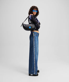 FRINGED MID-RISE RELAXED JEANS