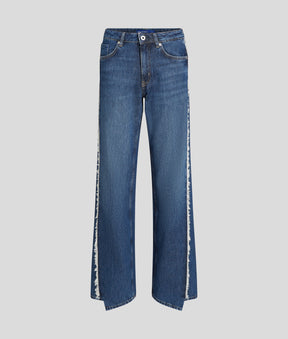 FRINGED MID-RISE RELAXED JEANS