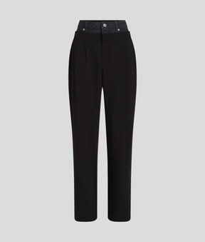MIXED-MATERIAL TROUSERS