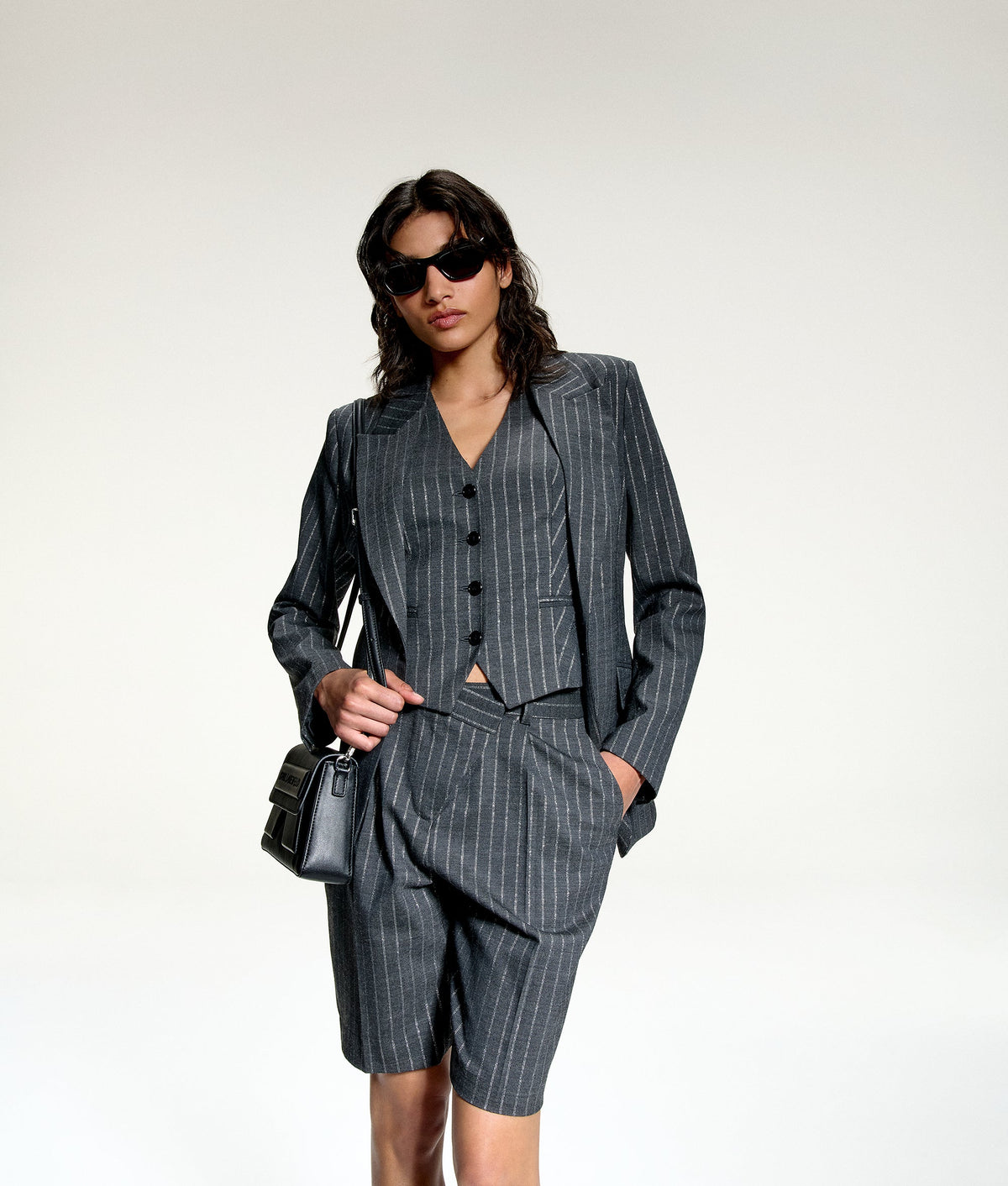 METALLIC PINSTRIPE TROUSERS