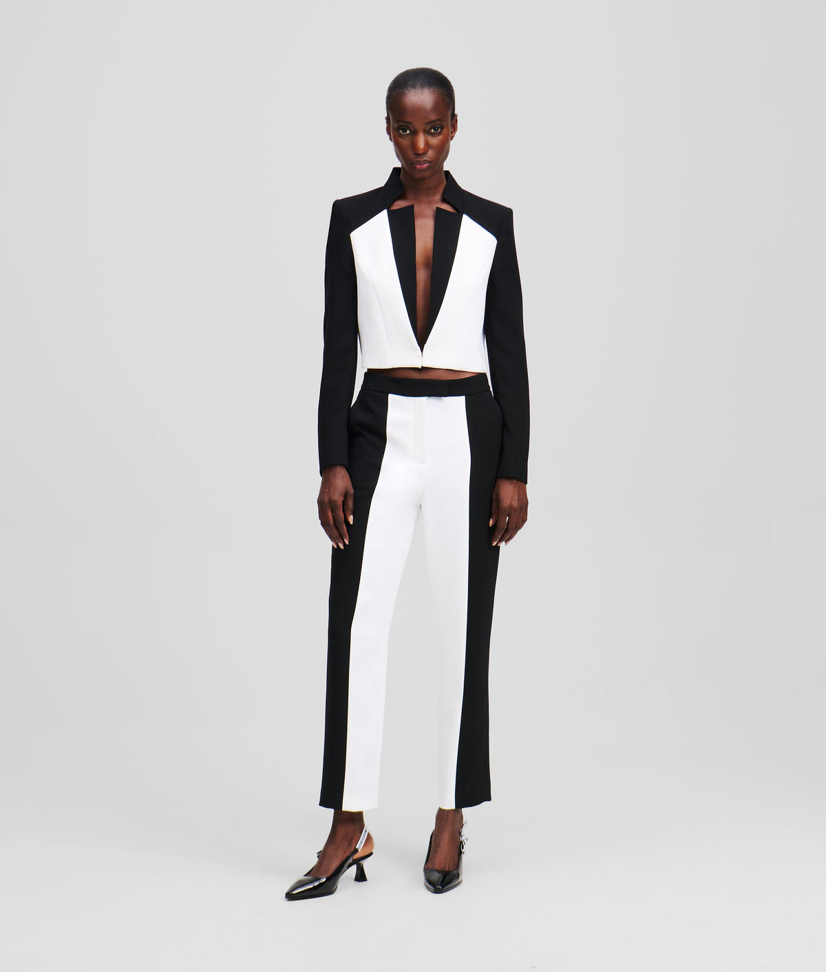COLOR-BLOCK CIGARETTE TROUSERS