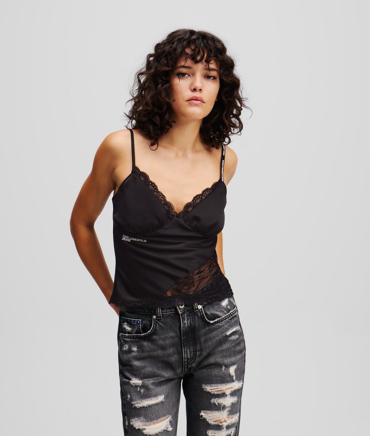 SATIN AND LACE TOP
