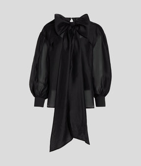 BOW-DETAIL METALLIC BLOUSE