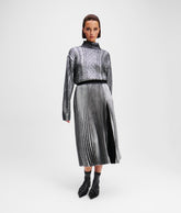 METALLIC PLEATED SKIRT