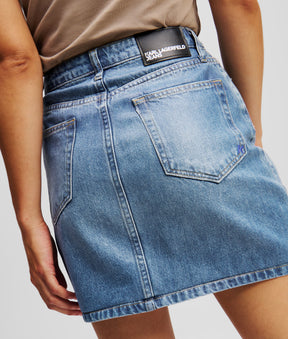 COATED DENIM MINI SKIRT