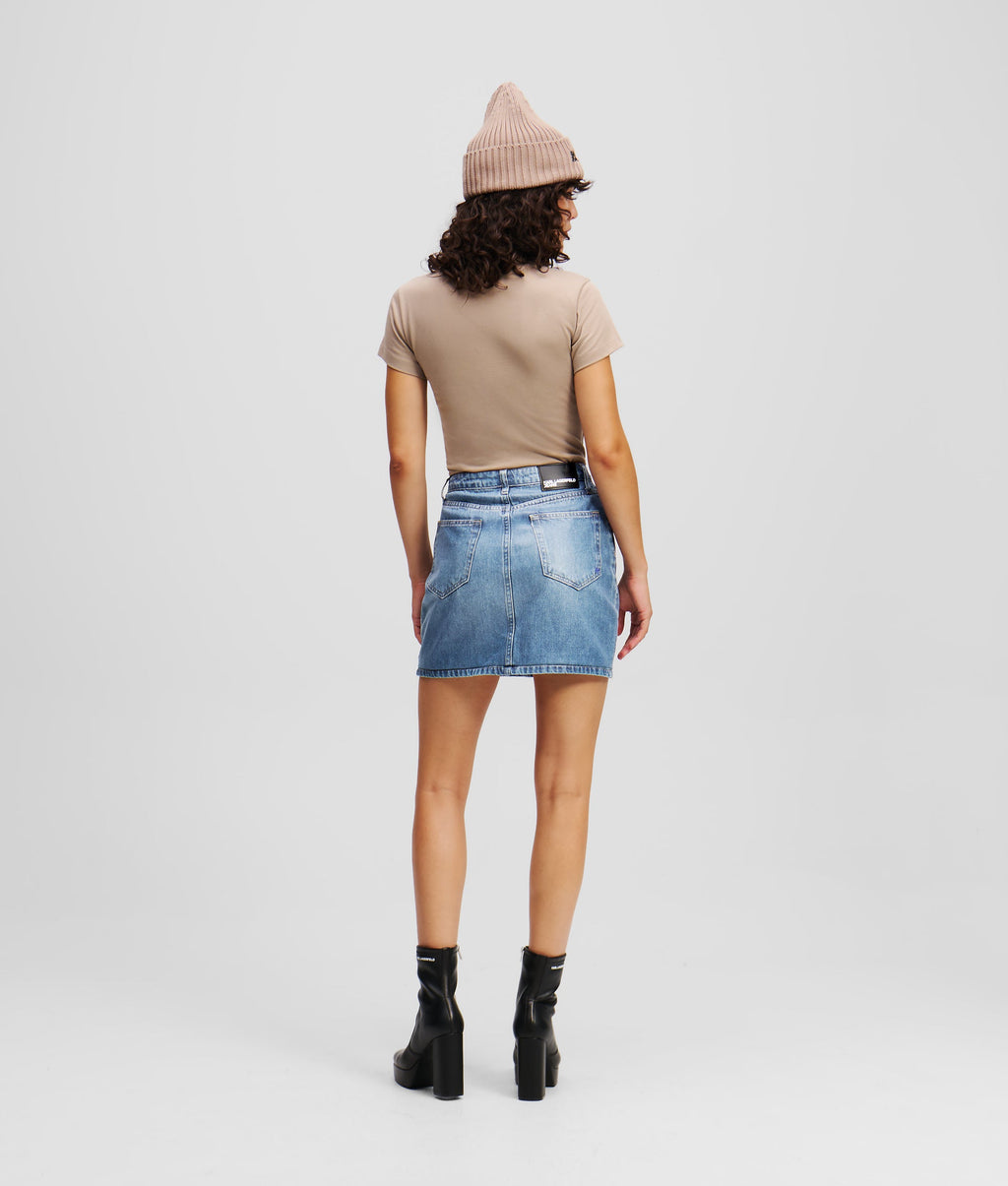 COATED DENIM MINI SKIRT