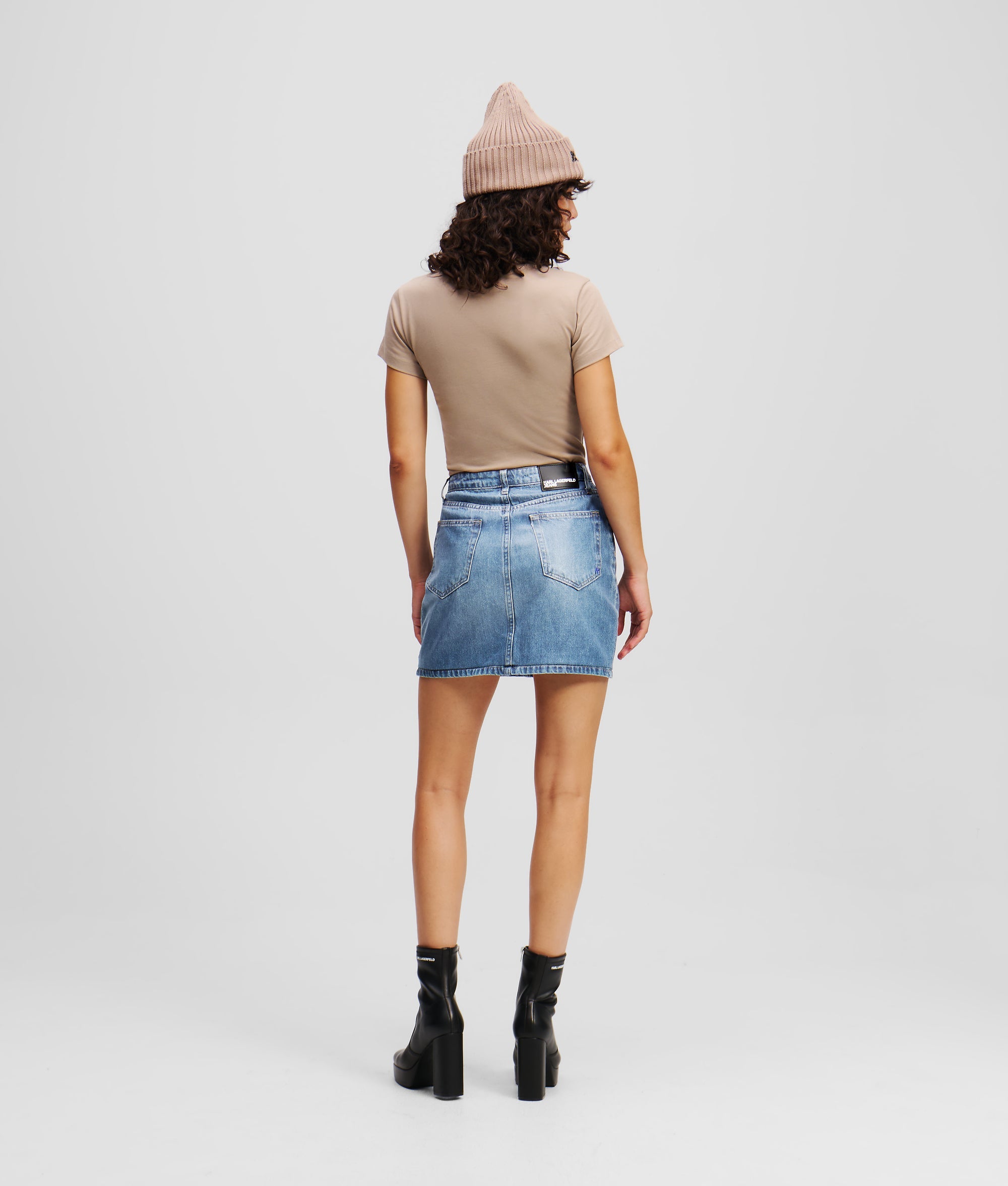 COATED DENIM MINI SKIRT