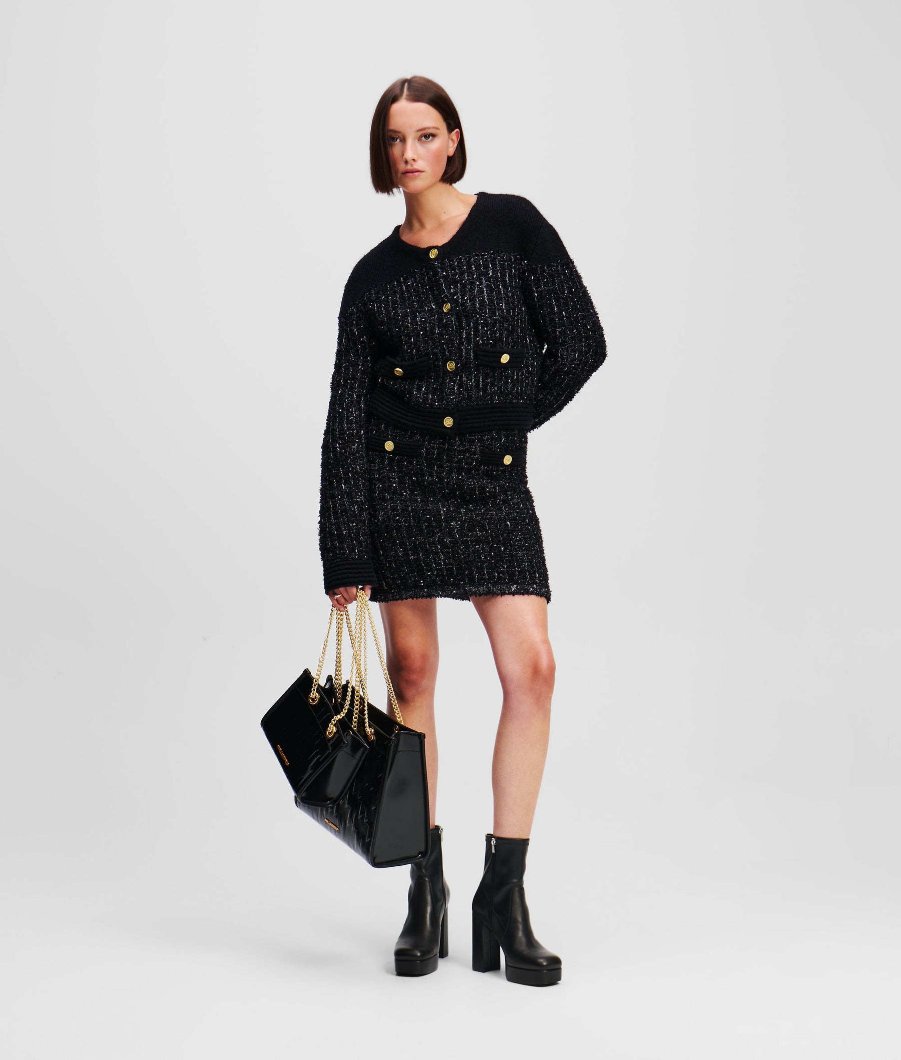 KARL ESSENTIAL BOUCLÉ KNIT SKIRT
