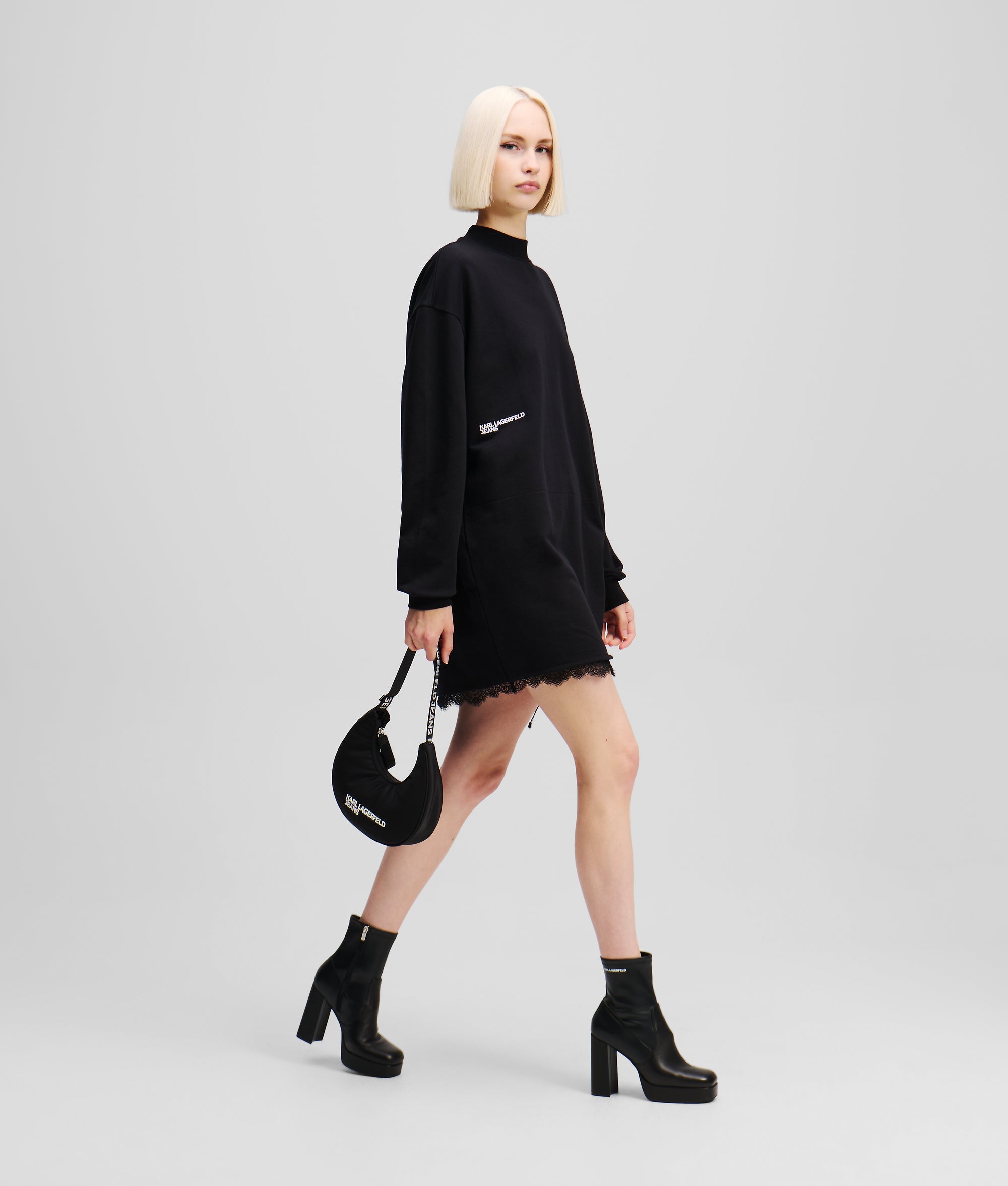 LACE DETAIL SWEAT DRESS