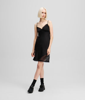 SATIN AND LACE SLIP DRESS