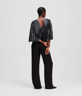 PLEATED CAPE JUMPSUIT