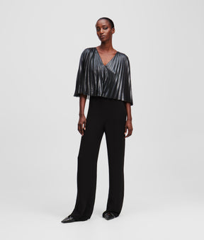 PLEATED CAPE JUMPSUIT