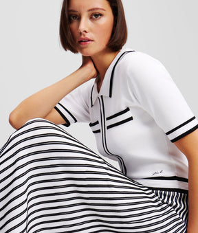 KARL ESSENTIAL PLEATED KNIT DRESS