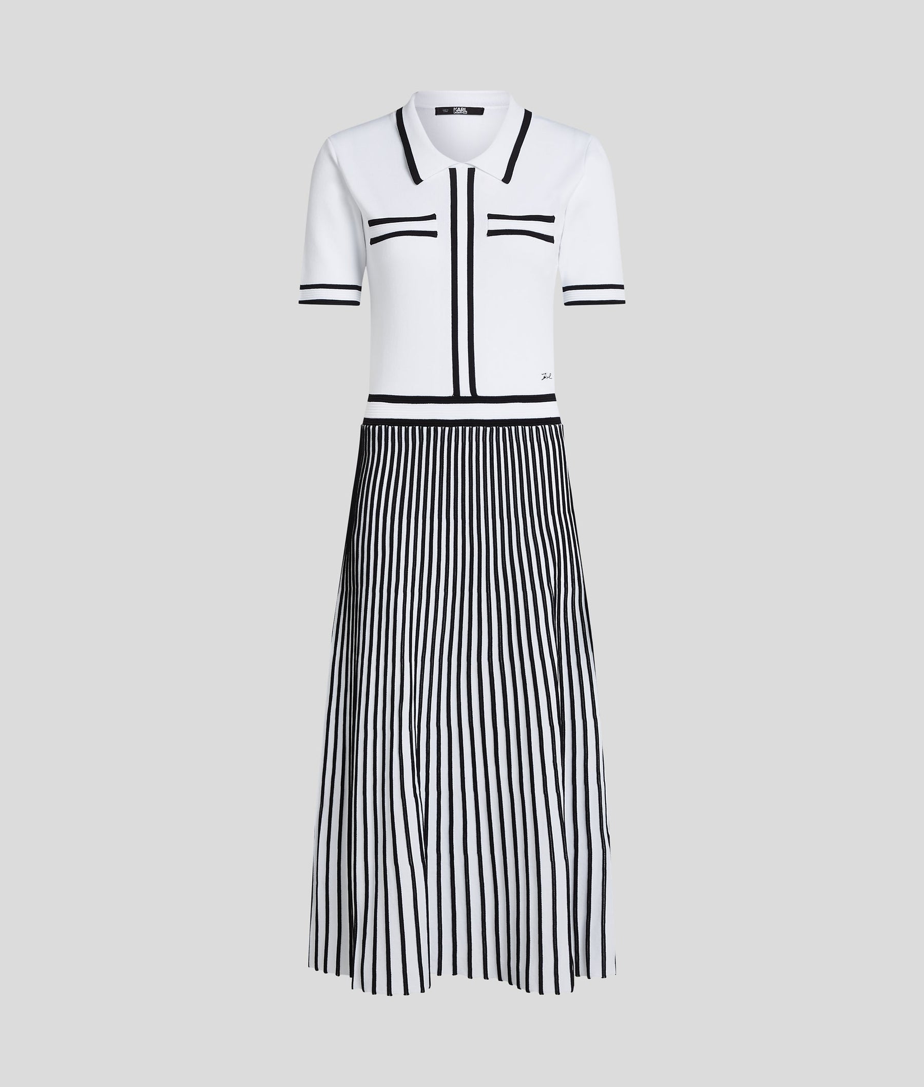 KARL ESSENTIAL PLEATED KNIT DRESS